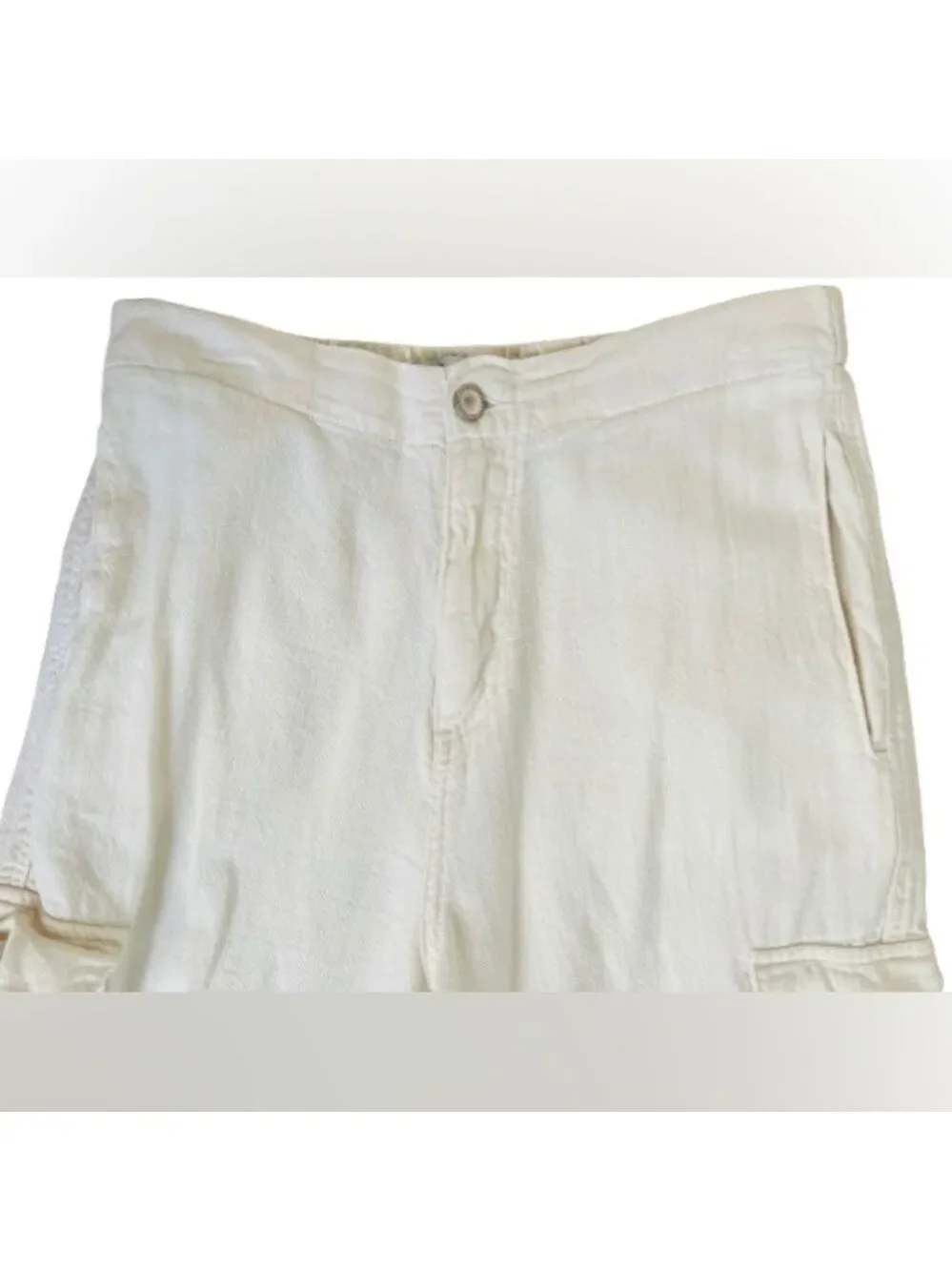 Zara Linen Cargo Jogger Pants In Cream Size 6